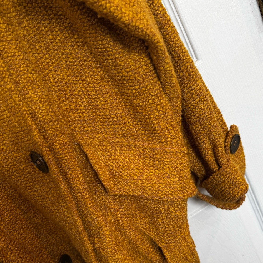 Free People Mustard Textured Knit Belted Jacket Coat Size Medium Slouchy Boho - Picture 8 of 14